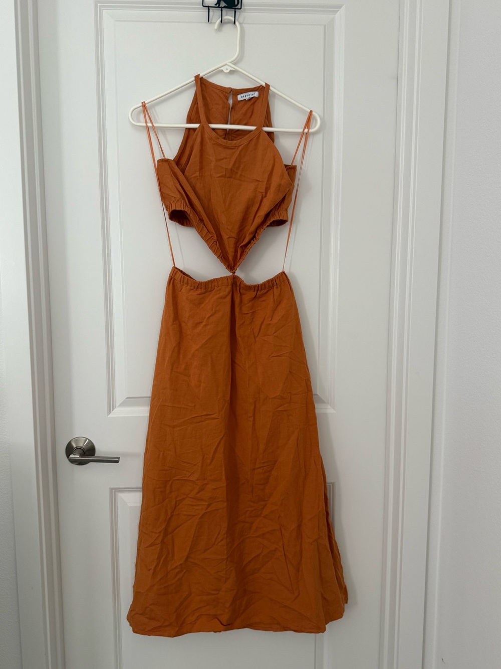 Crescent Sleeveless Rust Orange Cutout Maxi Dress